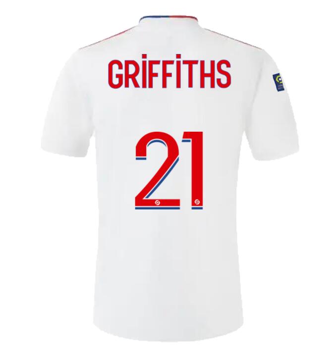 2021/22 Olympique Lyonnais Home Kit Soccer Jersey with GRIFFITHS 21 printing